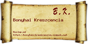 Bonyhai Kreszcencia névjegykártya